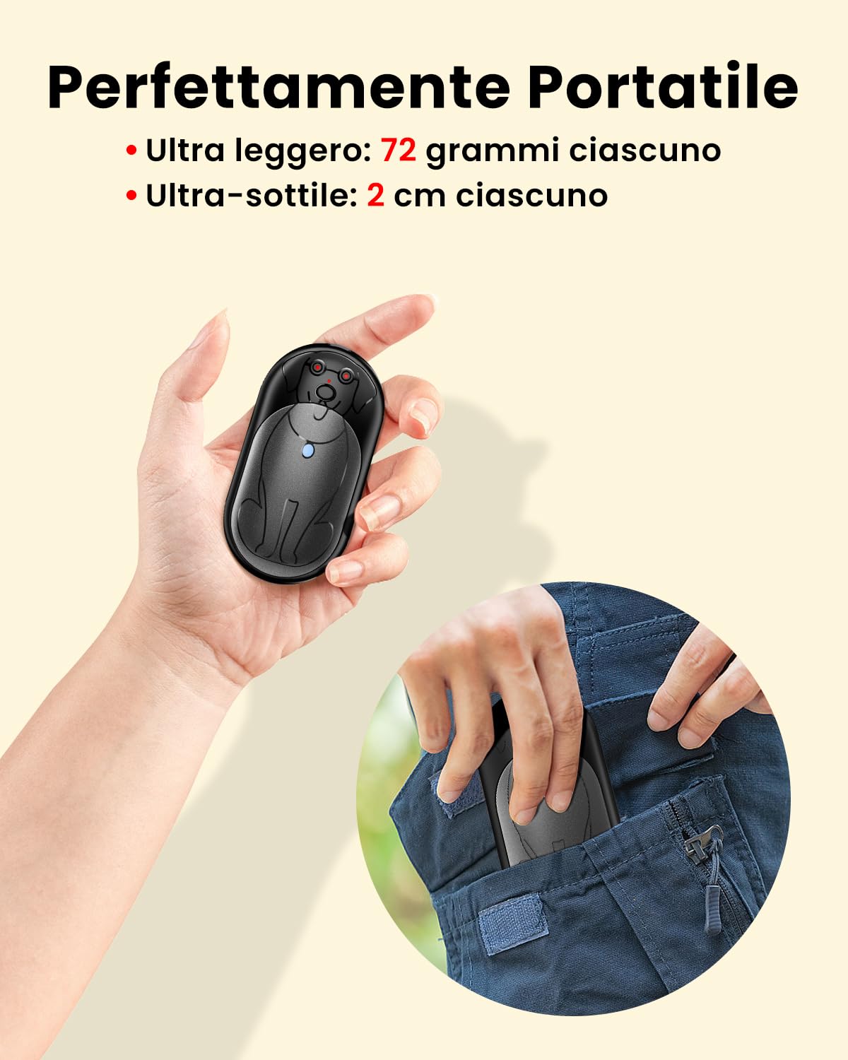 Scaldamani Ricaricabile 2 Pack, 6000Mah Scalda Mani Portatile Elettrico, Scaldamani Usb Riutilizzabile, Durata, Massima 20 Ore, Regali di Natale per Campeggio All'aperto, Caccia