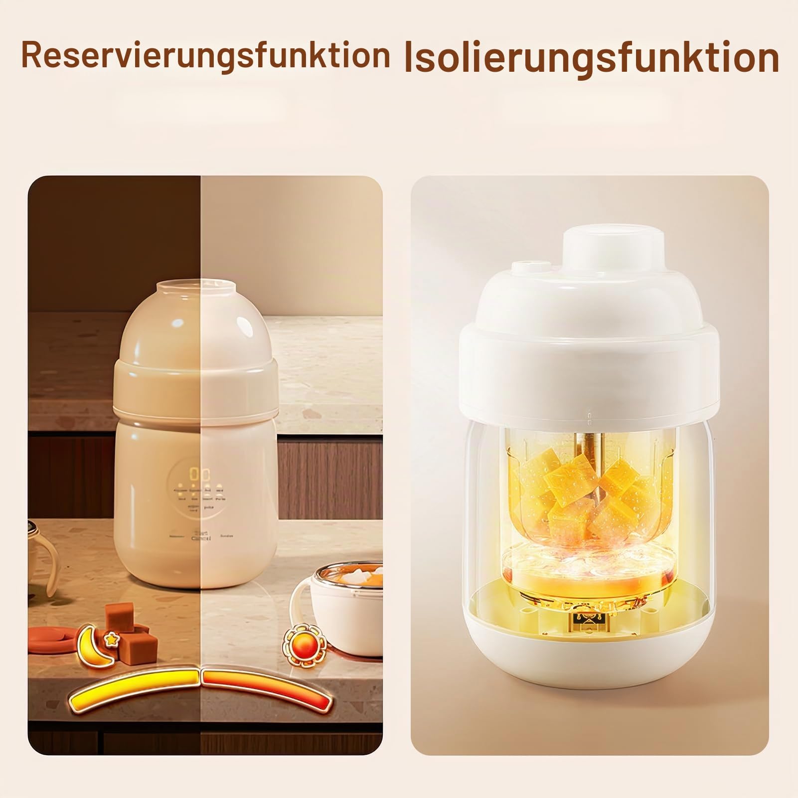 Multifunktionaler Babybrei Zubereiter, 4 in 1 Dampfgaren Mixen Aufwärmen Erwärmen aus 316 Edelstahl zur schnellen und gesunden Babybrei Zubereiter für Zuhause und Reisen 350 ml Fassungsvermögen