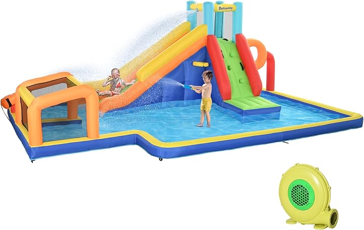 Outsunny 590x460x220 cm castello gonfiabile per bambini 3-8 anni con scivolo 346-007V90MX