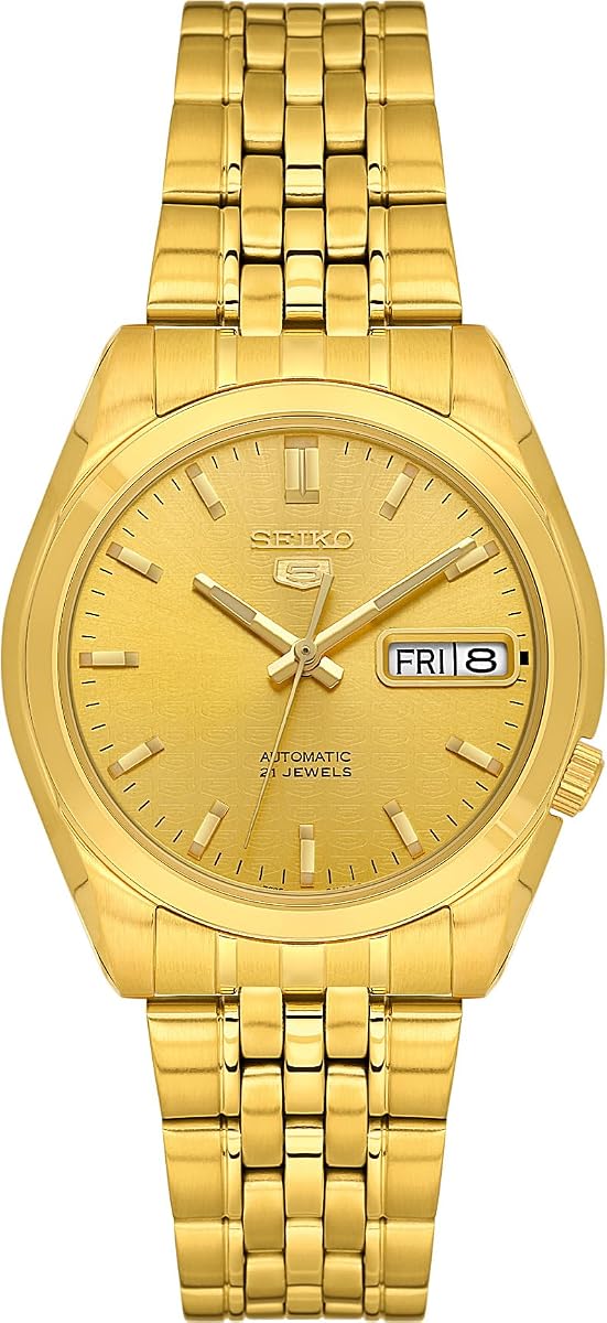 Reloj automático de acero inoxidable en tono dorado con esfera dorada Seiko 5 SNK366K para hombre
