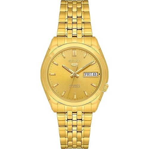 Seiko Men's SNK366K Seiko 5 Automatic Gold Dial Gold-Tone Stainless Steel Watch
