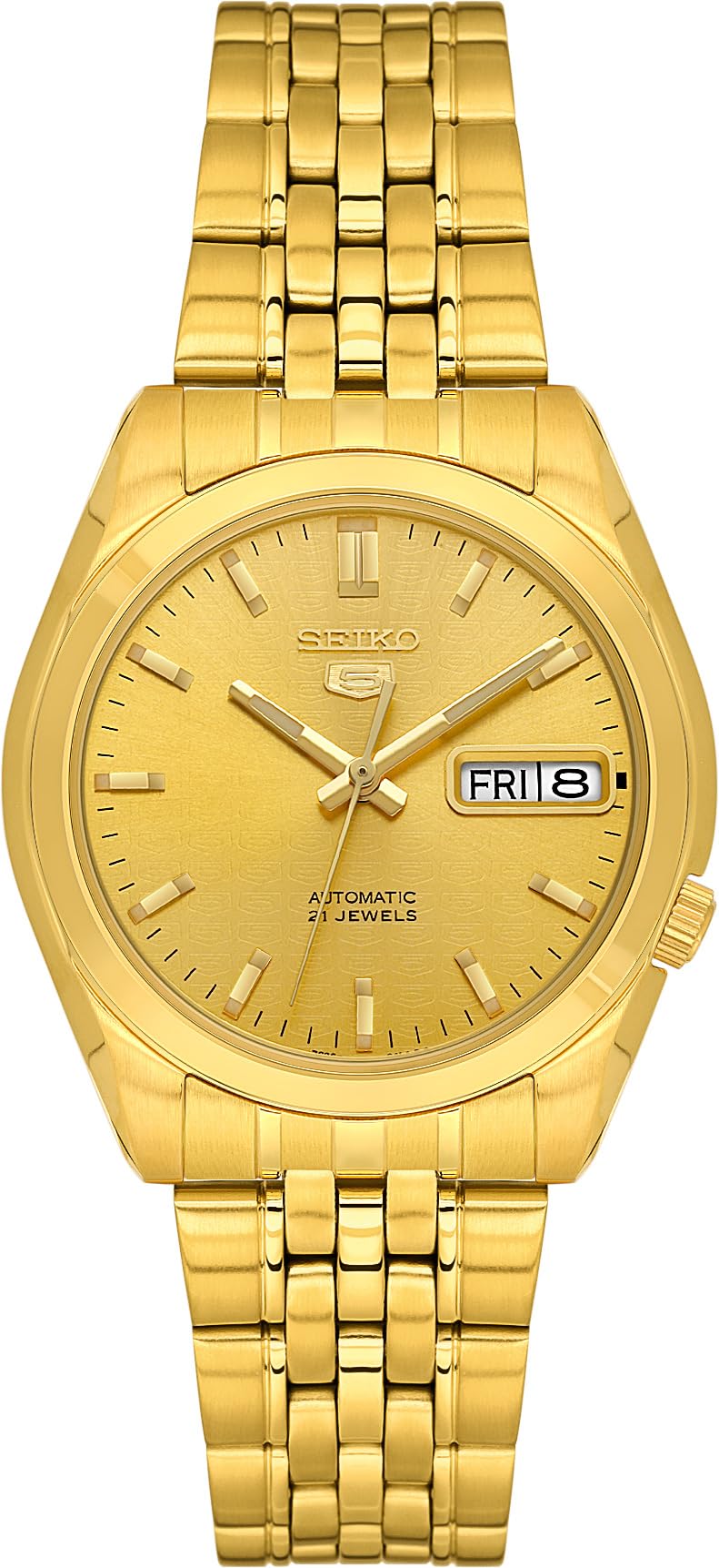 Seiko Men's SNK366K Seiko 5 Automatic Gold Dial Gold-Tone Stainless Steel Watch