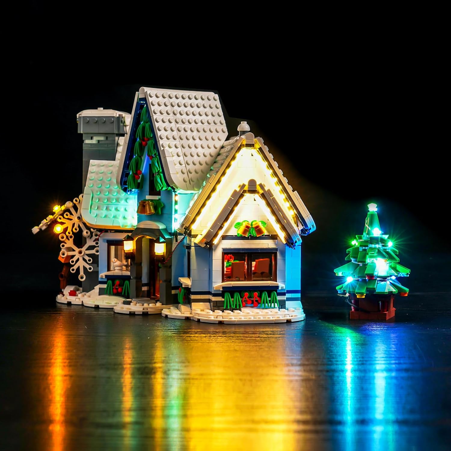 VONADO LED Light Kit Compatible with Lego Santa’s Visit 10293 Christmas House Tree, DIY Creative Lighting Set Accessories Compatible with Lego 10293 Building Set (Lights Only, No Models)
