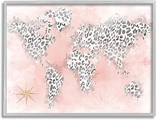 Stupell Industries Glam Cheetah Animal Pattern Continent Shapes Map Framed Wall Art, Design By Natalie Carpentieri