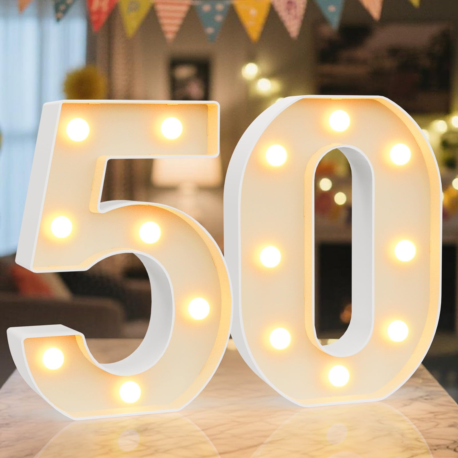 Ledido LED Light Up Marquee Numbers Sign - Cool & Warm Light up Numbers for 40th Birthday Decorations, LED Number Lights for Wedding Anniversary Grad Home Bedroom Table Wall Party Decor, Number 40 — view 105