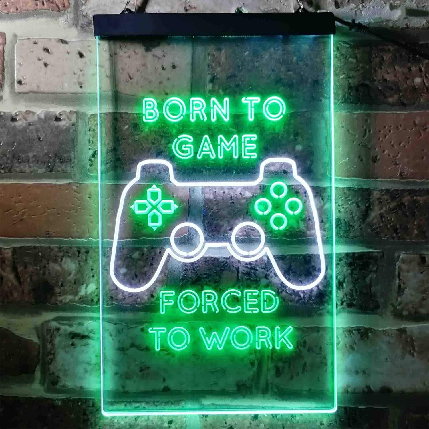ADVPRO Born to Game Room Dual Color LED Neon Sign White & Green 8 x 12 Inches st6s23-i3740-wg