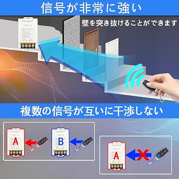 Remote Control Switch AC 100V/200V Compatible Long-Distance Transmission Wireless Remote Control Remote Outlet Relay Switch Up to 30A Wireless 2-Point Remote Control Remote Transmitter and Receiver