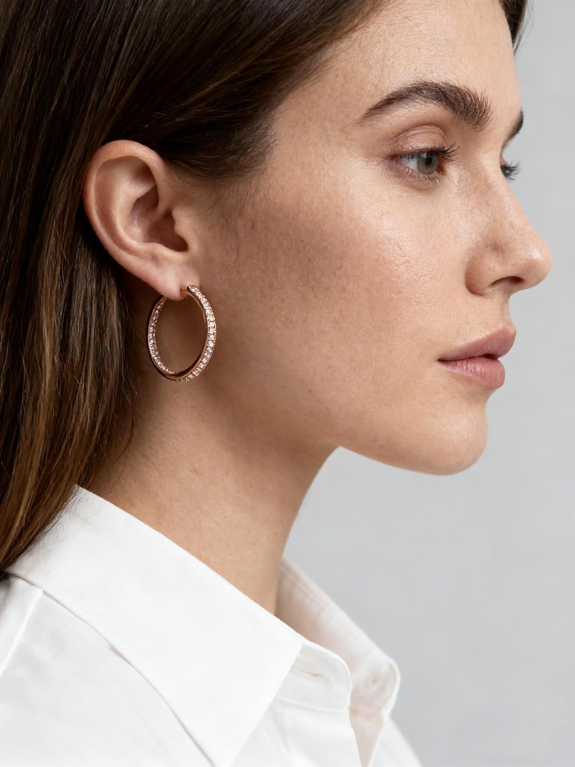 925 Sterling Silver Hoop Earrings for Women, Cubic Zirconia White Gold Rose Gold 18k Gold Plated Hoop Earring Gift for Her