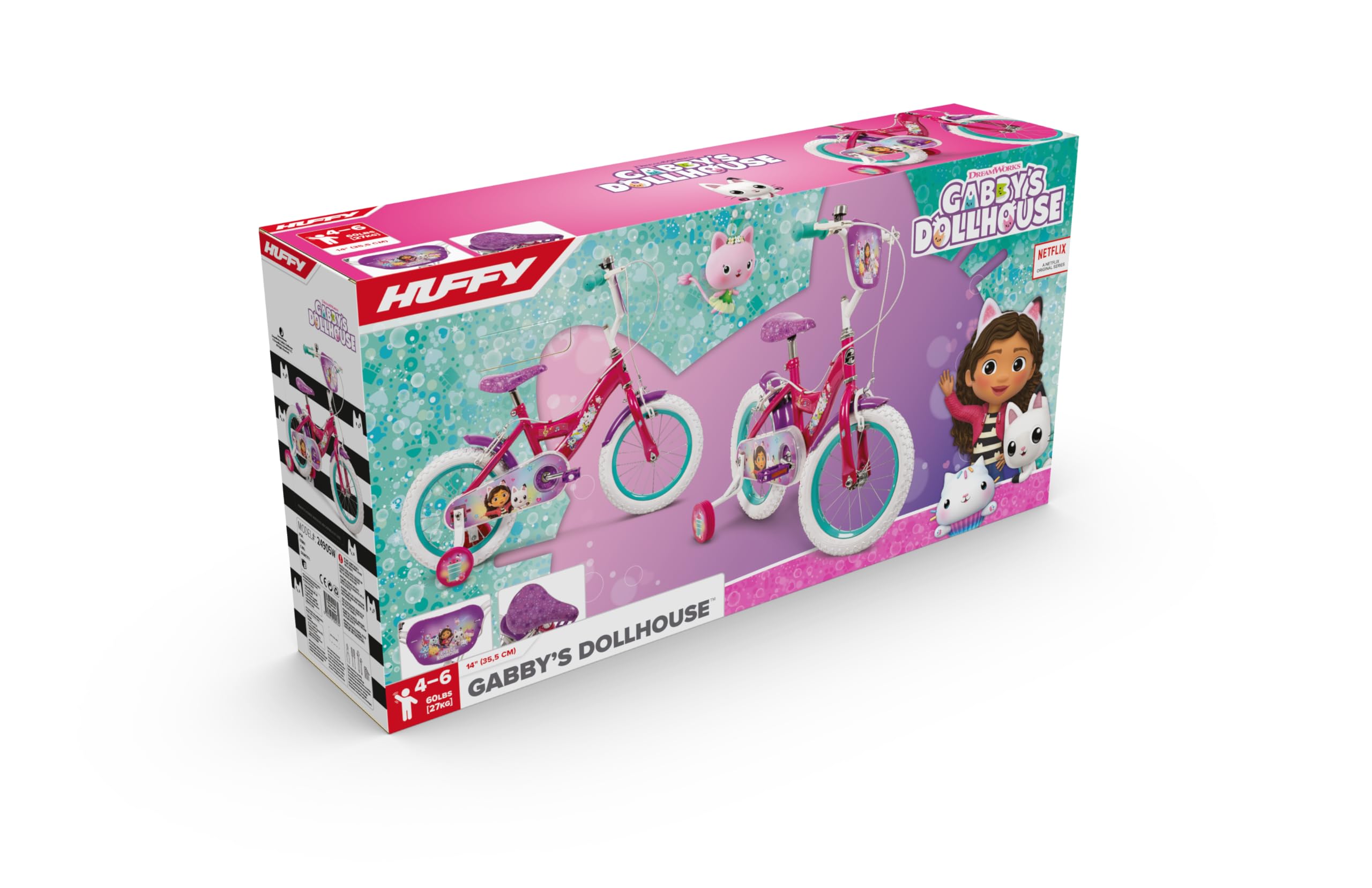 Huffy Gabby's Dollhouse - Bicicletta per bambini, 12/14/16", con ruote di supporto