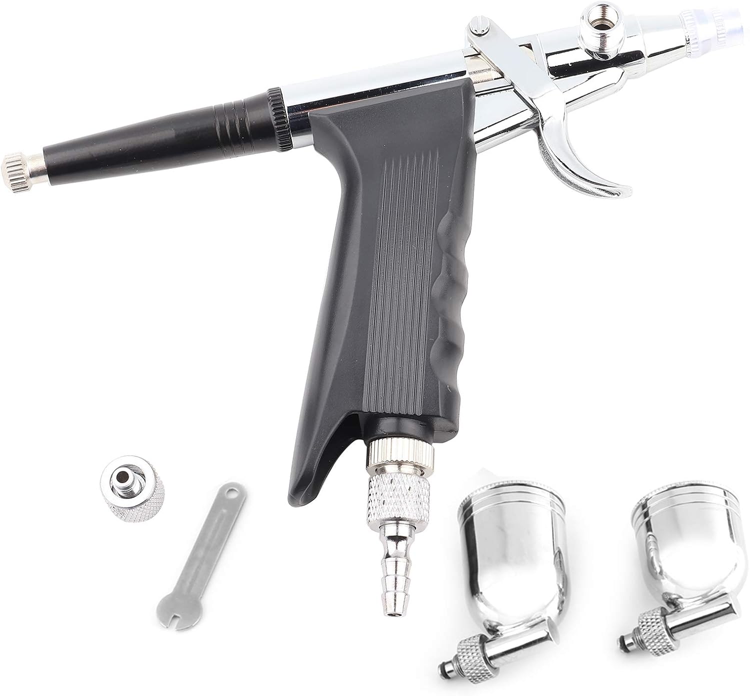 Side Feed Airbrush Tool 0.3mm | 2 Trigger Spray Cups for Art Painting/Hobby Building/Cake Decorating | Adjustable Nozzle & Atomization | 7CC & 10CC Cups Included