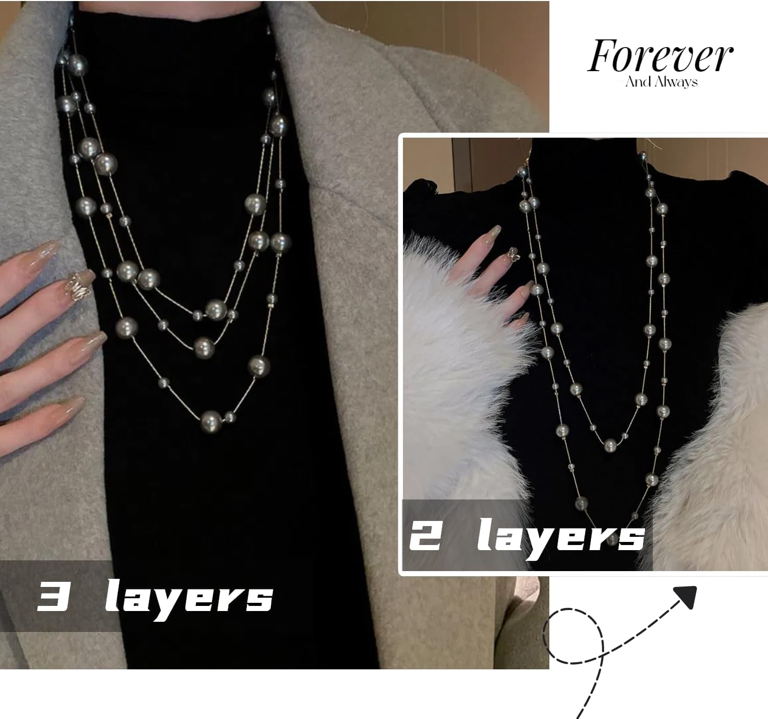 Aleasha Extra Long Pearl Necklace 68" Faux Pearl Multi Strand Gold Necklaces for Women White Pearl Layered Necklace Wedding Party Prom Costume Jewelry - Image 4