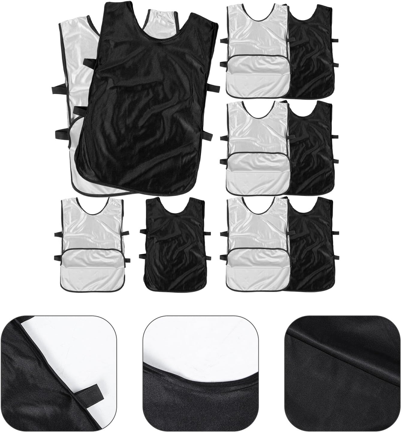 Mikikit 6pcs Quick-drying Polyester Soccer Pinnies Team Practice Vests Breathable Training Sports Jerseys for Adult and Youth Scrimmage Football Basketball