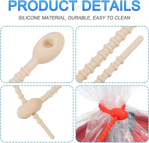 Miniatura 4 de MECCANIXITY Paquete de 12 bridas de silicona reutilizables de 7 pulgadas para el hogar, oficina, cocina, organizador de cables, color beige