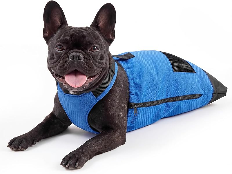 Bolsa de Arrasto para Cães e Gatos com Mobilidade Reduzida Sadnyy, Nylon com Malha Respirável, Ajustável, Azul, Tamanho S