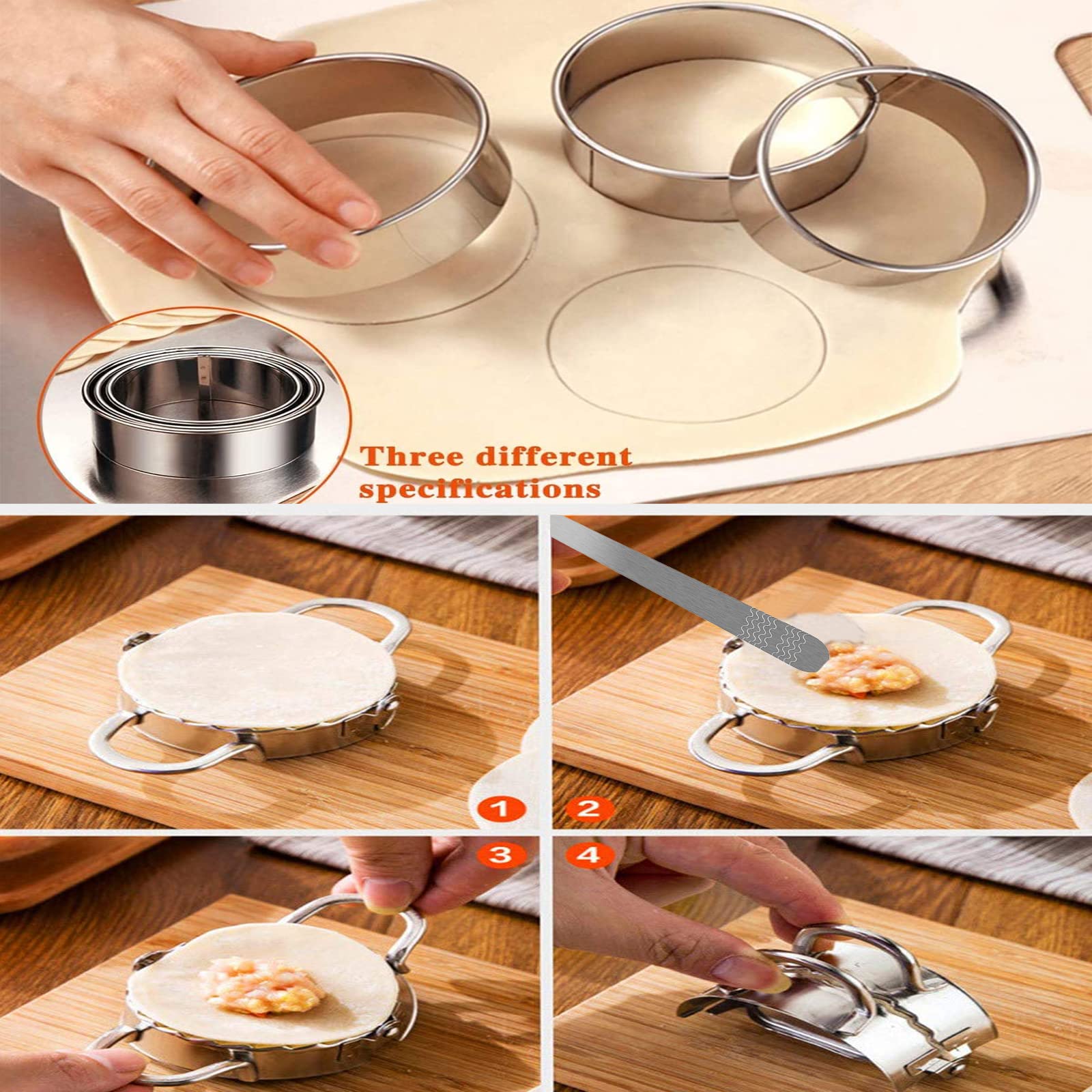 Set 8 Stampi Acciaio Inox Per Ravioli - Macchina Manuale Per Wonton E Dumpling - Foto 3