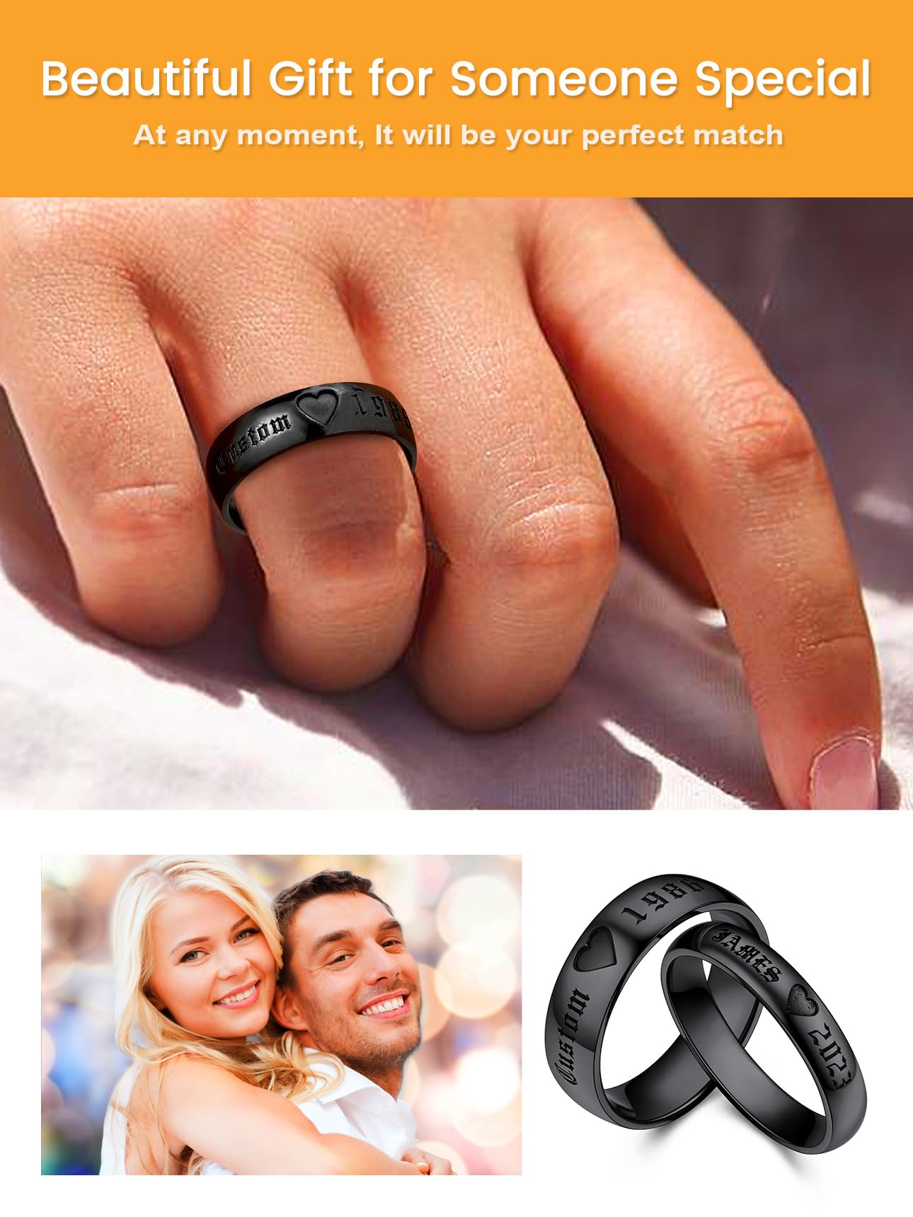 Bestyle Herzringe für Paare Damen Männer Liebe Herz Ringe Set Edelstahl Verlobungsring Trauringe Paarringe Couple Promise Ringe