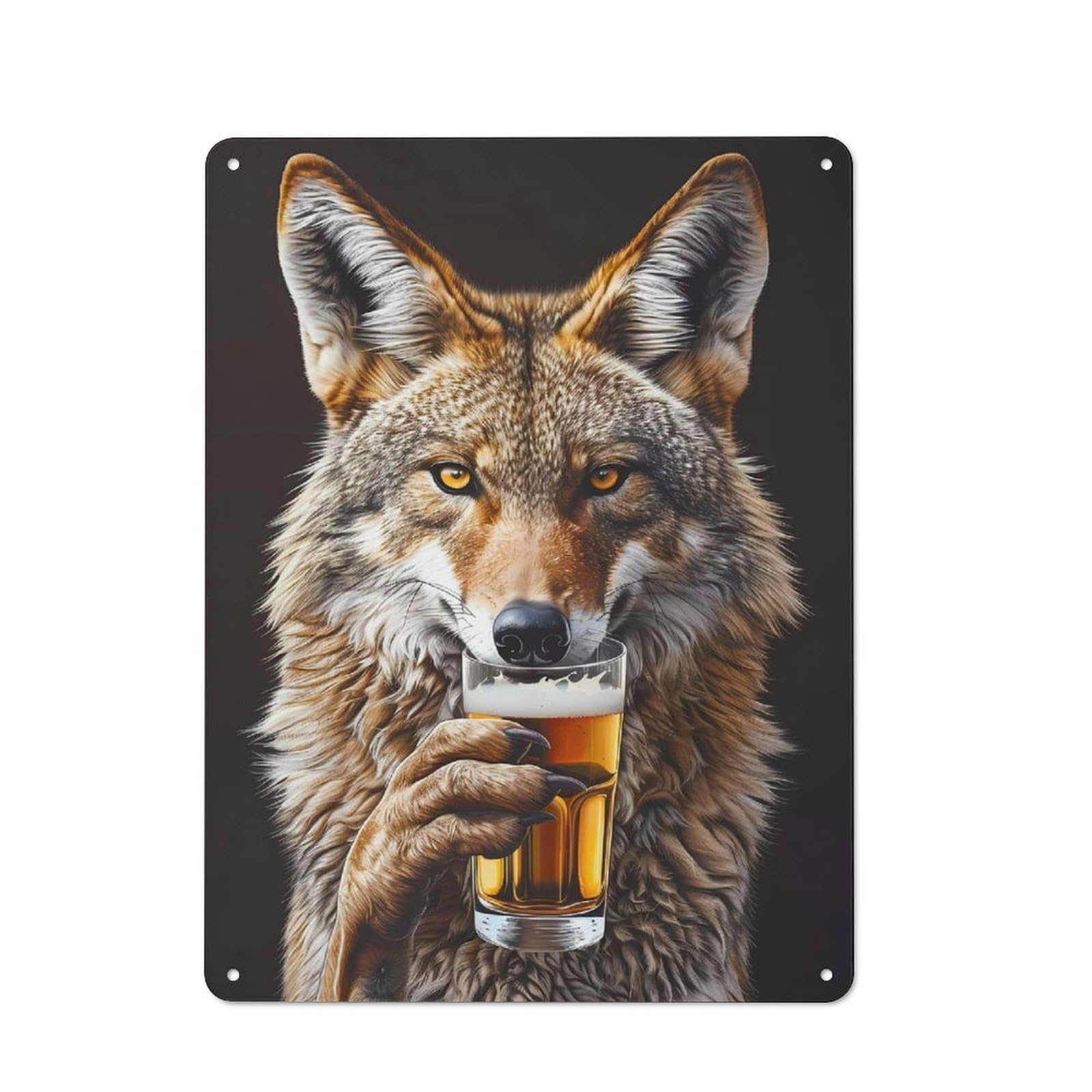 Junmoney Style-20 Coyote Beer Rustic Metal Wall Sign 40X30cm For Workshop Wall, Suited To Makers And Diy Enthusiasts