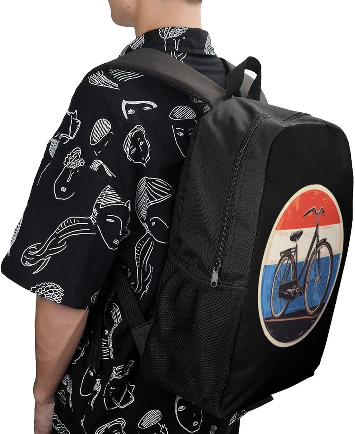 Dutch Bicycle Laptop Backpack for Men Women 17 Inch Shoulder Bag Travel Daypack