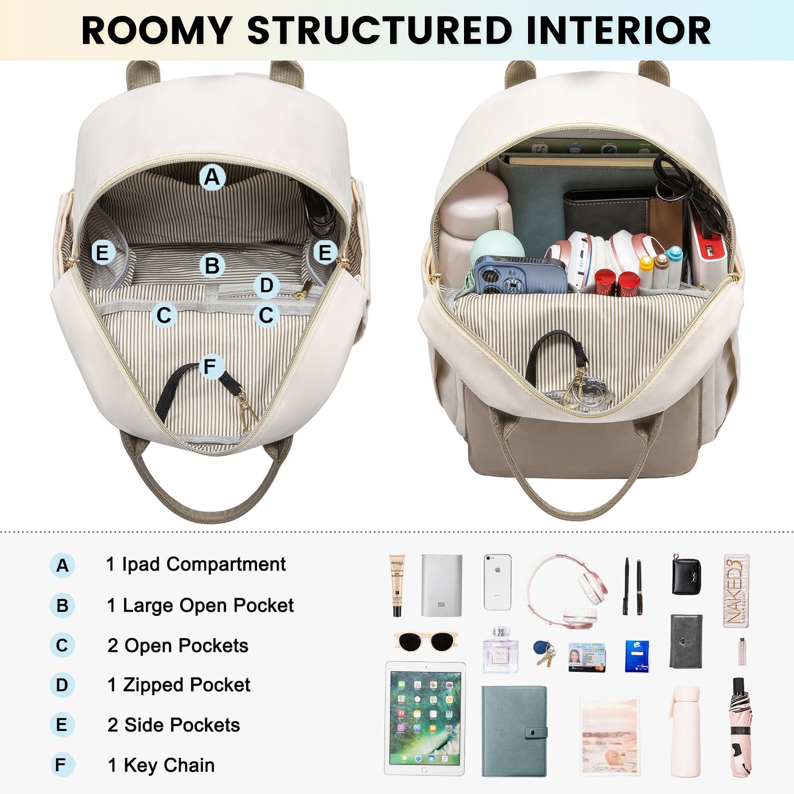 LOVEVOOK Borsa Zaino Donna Piccolo Mini Zainetto Ragazza Zaino Donna Elegante Impermeabile Backpack per Università Viaggio Lavoro Scuola Ufficio Shopping