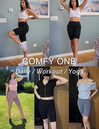 Miniatura 5 de Pantalones cortos de entrenamiento de cintura alta para mujer, con control de abdomen, para ciclismo, yoga, correr, con bolsillos