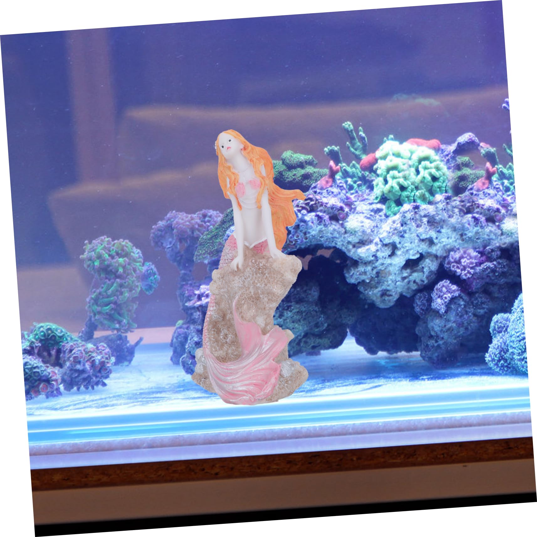 Cabilock 2 Pezzi decorazione sirena ornamento arredamento decorazione dell'acquario accessori per acquari fornitura acquario paesaggio del serbatoio di pesce resina rosa
