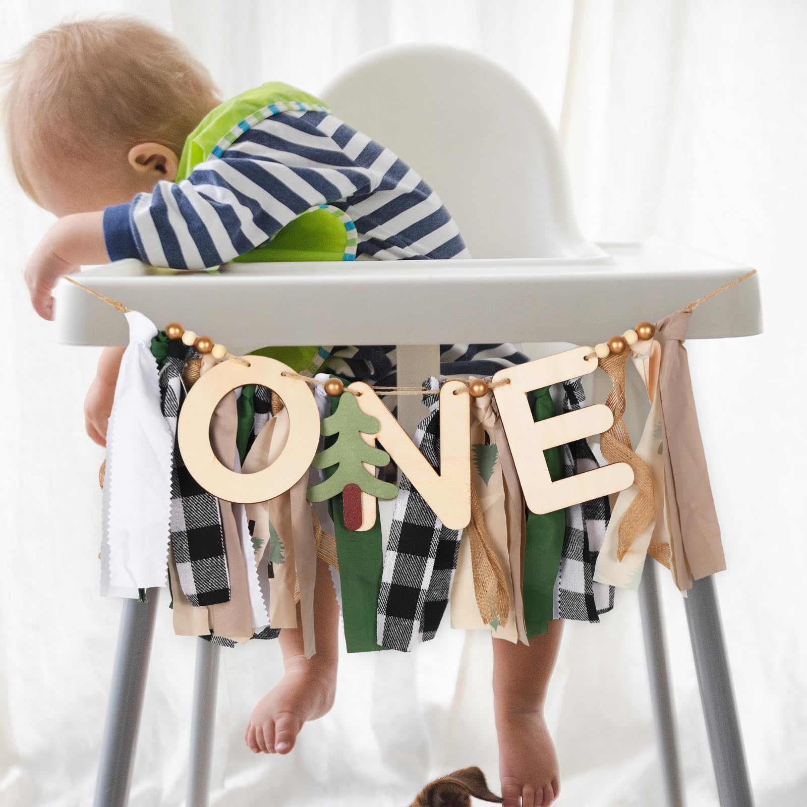 Wild One Happy Camper Banner Camping Highchair Decoration Jungle Safari Adventure First Birthday Garland Decoration for Party Prop