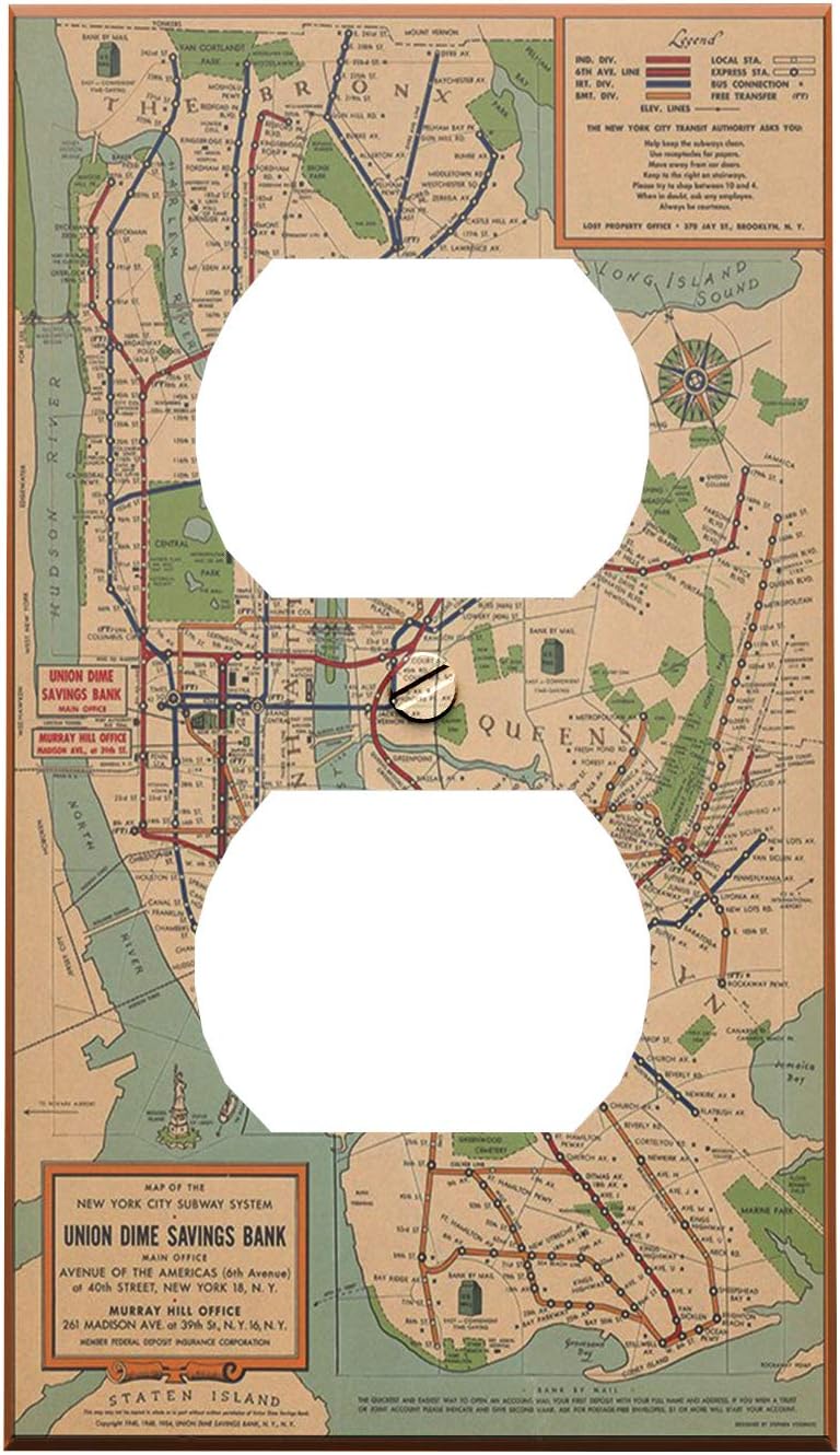 Vintage NYC Subway Map Outlet Cover