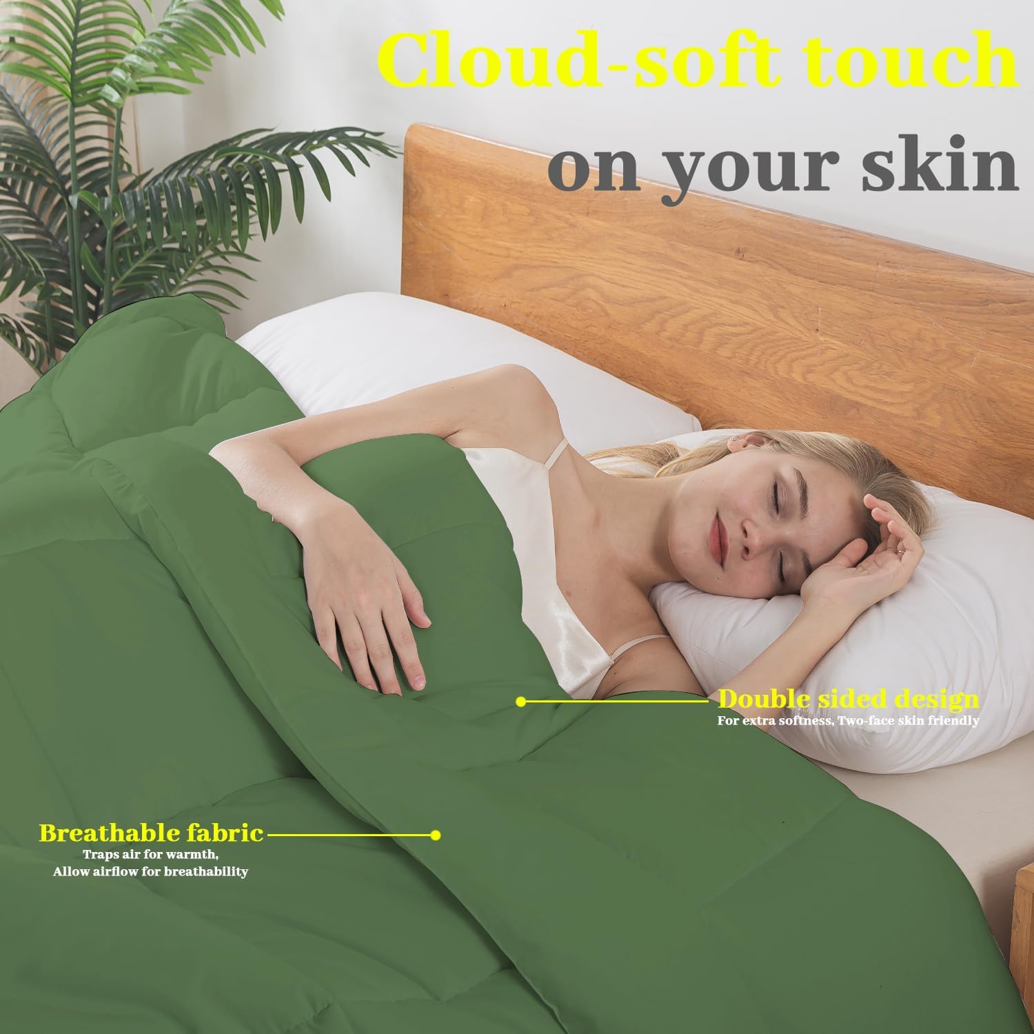 BedTreat Down Alternative Comforter King Duvet Insert with Corner Tabs, All Season Quilted Bed Comforter Box-Stitched King Comforter Green,Machine Washable Microfiber Bedding - Image 7