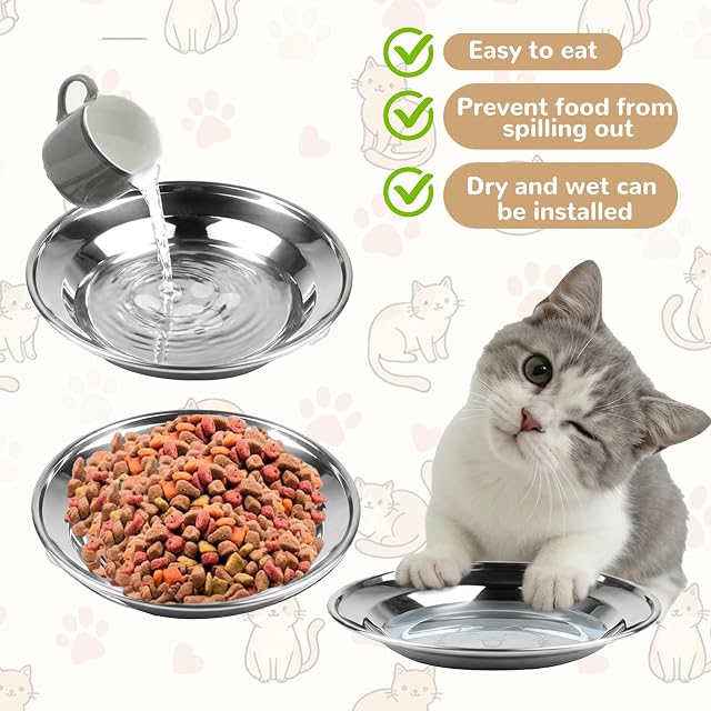 Foto 6 de 7 de Platos Elevados para Gatos,Cuencos Elevados de Acero Inoxidable 304