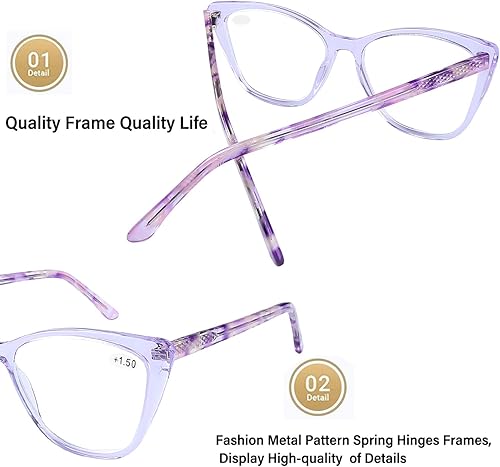 Vista 12 de AQWANO Gafas de lectura de gran tamaño con bloque de luz azul para mujer, elegante ojo de gato, para lectores de computadora, diseño antirreflejo