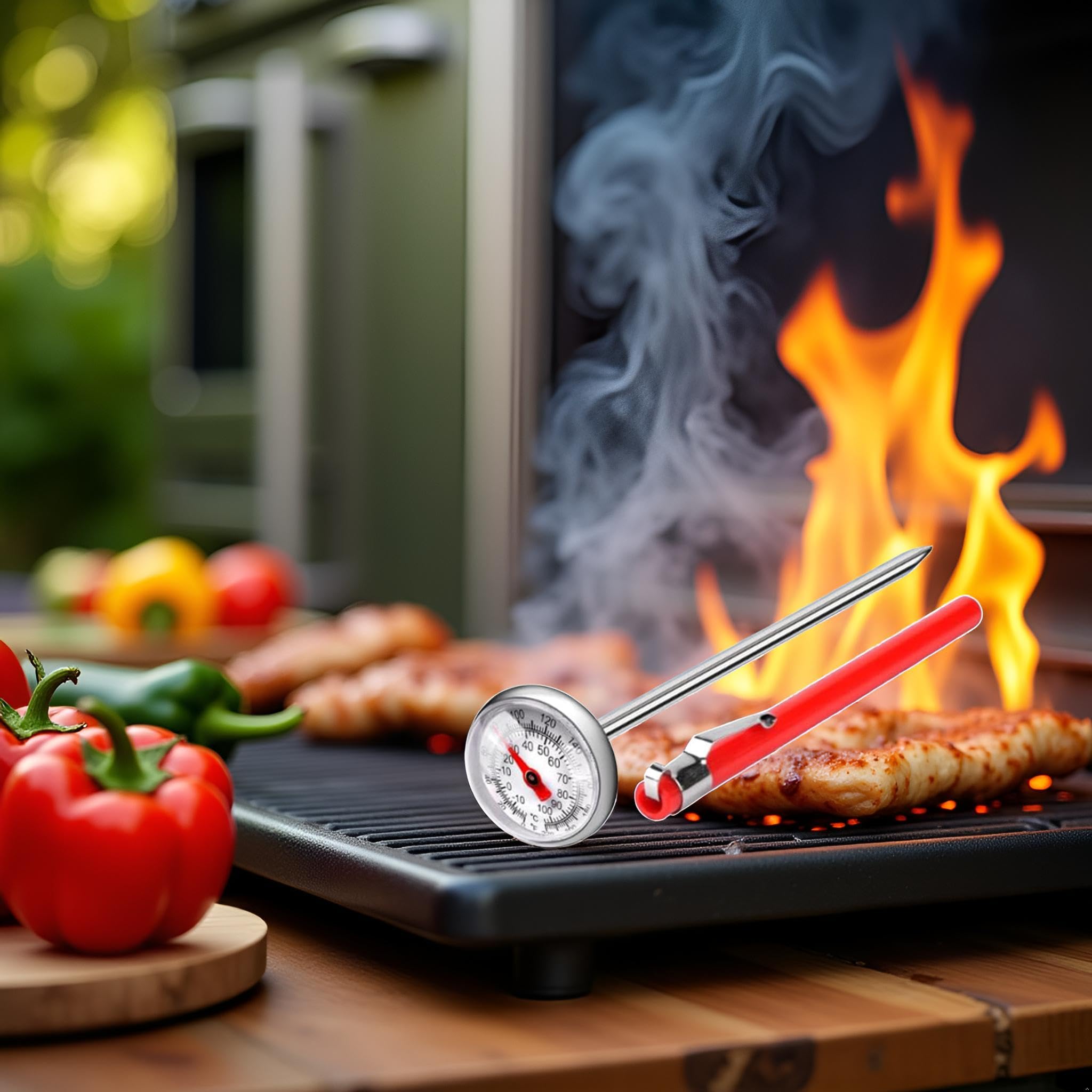 Termómetro de carne plateado para asar, termómetro de alimentos para cocinar, leche, termómetro de lectura instantánea de cocina, termómetros de bolsillo, sonda de temperatura de alimentos