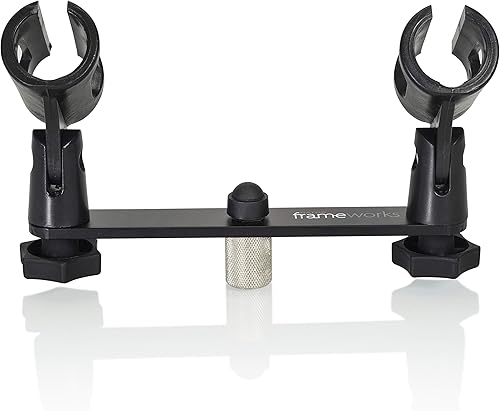 Miniatura 3 de Gator Frameworks Barra de montaje de micrófono de 1 a 2 con rosca estándar de 58 pulgadas adecuada para la mayoría de soportes de micrófono, brazos
