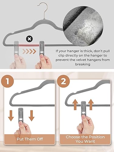 Miniatura 3 de COZYMOOD Paquete de 24 clips de terciopelo para colgar pantalones, clips duraderos para colgar ropa para perchas de terciopelo, clips de terciopelo