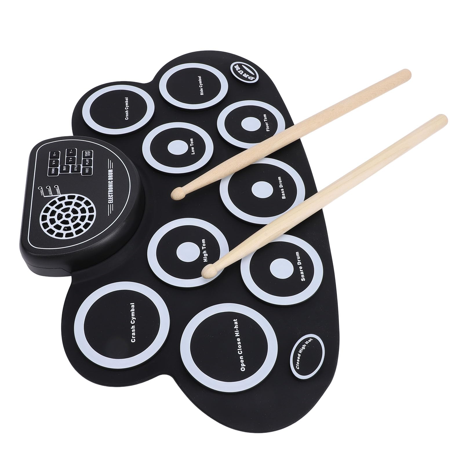 Keenso Tampons de Tambours électroniques Portables 9 Pads Intégrés du Tambour-haut de Haut-parleur pour les Professionnels et les Débutants