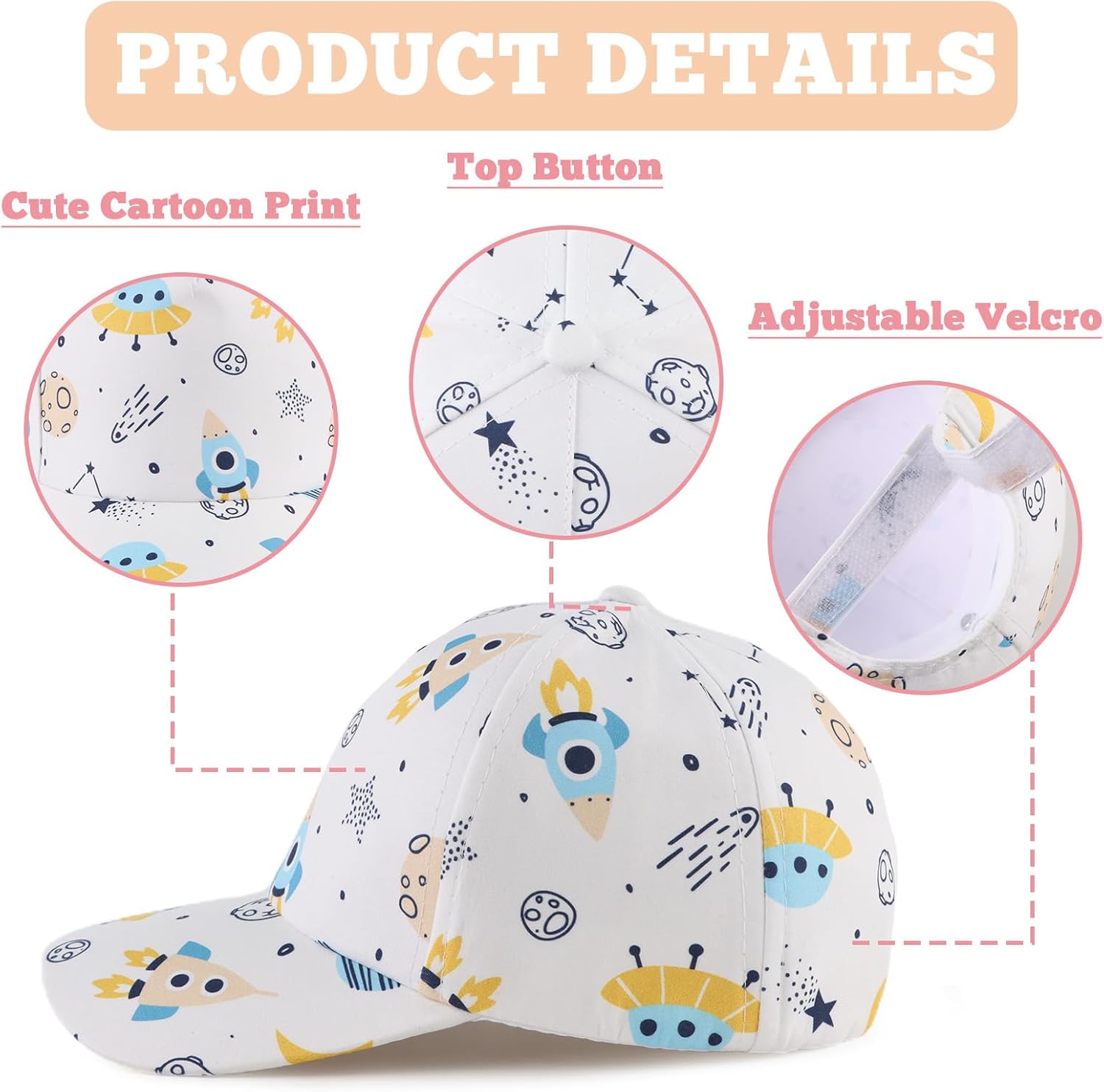 OMUKY Kids Baseball Cap Toddler Sun Hat Adjustable Summer Beach Girls Boys Caps for 2-6Years - Image 2