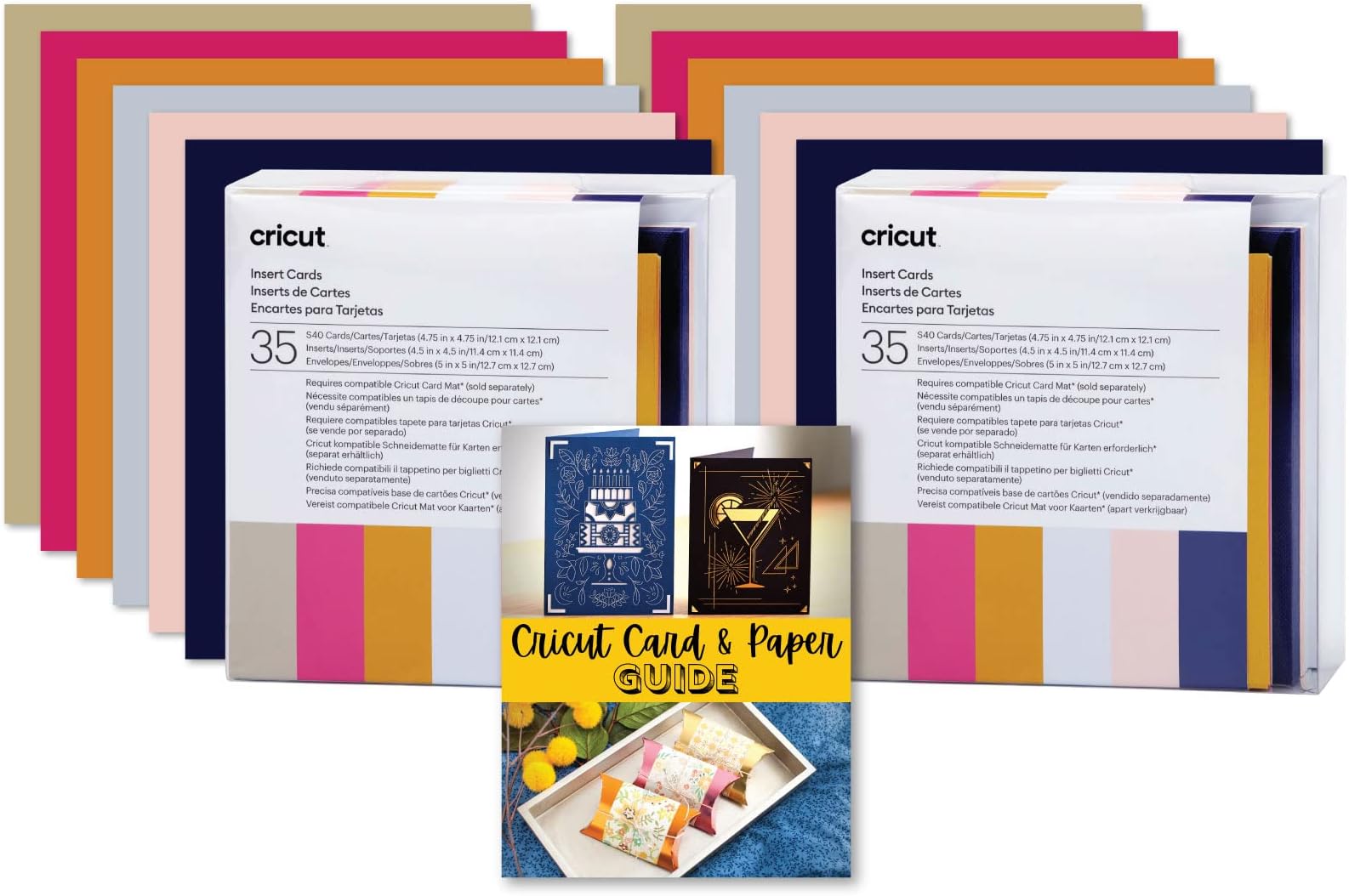 Cricut Insert Cards Double S40 Sensei Sampler Bundle DIY Cardstock Crafts with Joy, Explore or Maker, No Glue - Square Card Wedding Invitations, Birthday Greetings, Thank-Yous, Retirement, Sympathy