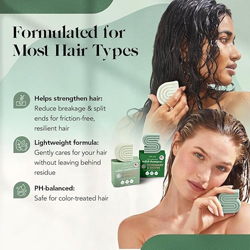 Miniatura 8 de Kitsch Rosemary & Biotin - Juego de champú y acondicionador en barra para adelgazar el cabello, barra de champú y acondicionador de volumen de 2