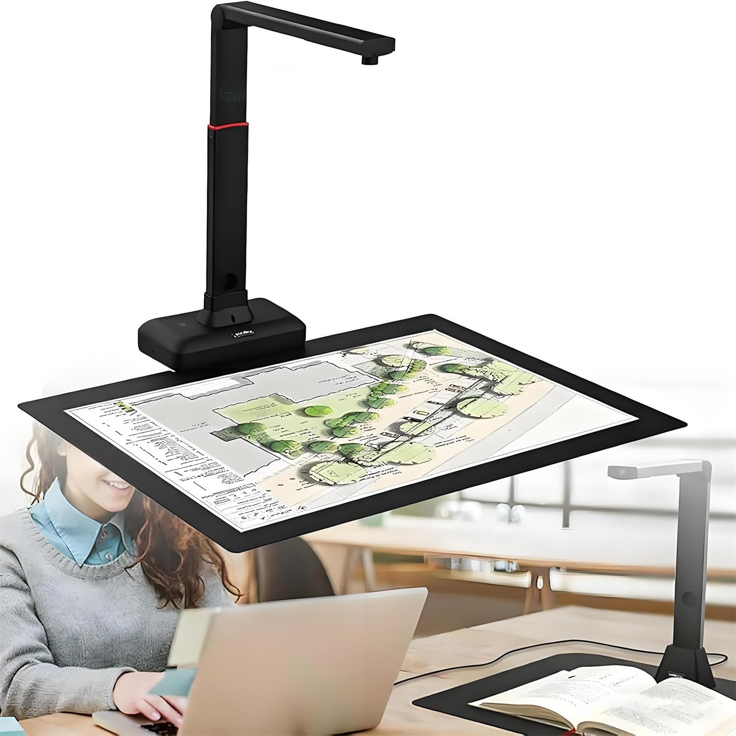 Large Format Book & Document Scanner, Capture Size A2/A3, Auto Flatten & Fingerprint Removal Technologies, Built-in High-Brightness LED Light with Windows & macOS-image-12