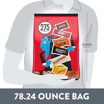Hershey Assorted, Halloween Candy Bulk Variety Bag, 78.24 oz (275 Pieces)