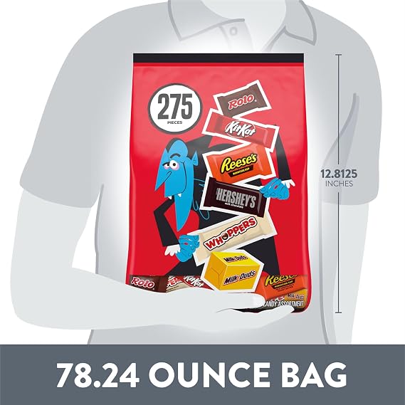 Hershey Assorted, Halloween Candy Bulk Variety Bag, 78.24 oz (275 Pieces)