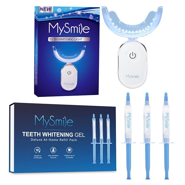 MySmile Teeth Whitening Light 3 Non-Sensitive Teeth Whitening Gel Refill Pack 10 Minute Treatment Teeth Whitening Products 28x