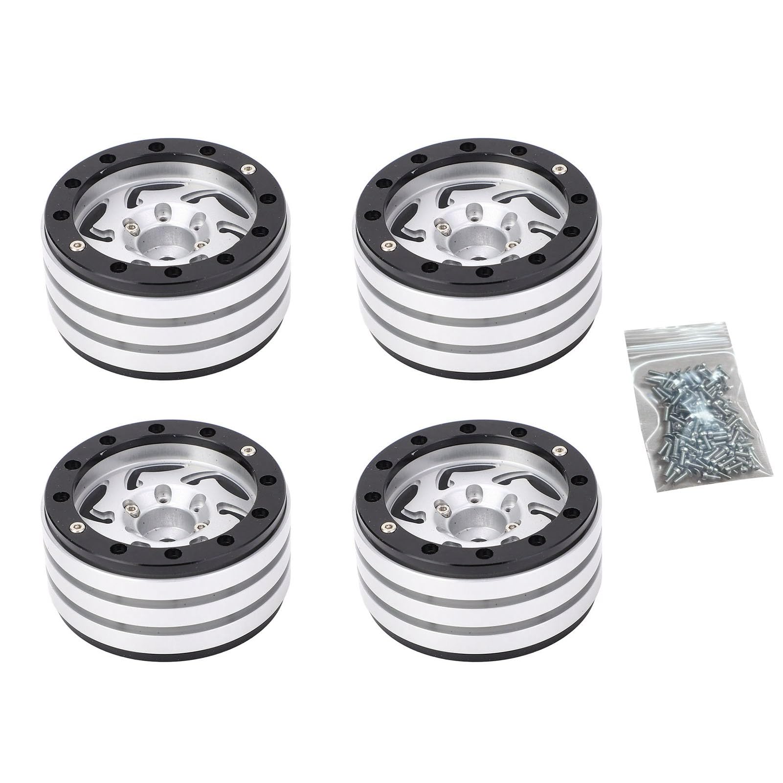 SUNGOOYUE Opony do Zdalnie Sterowanego Samochodu, Piasta Koła ze Stopu Aluminium 1,9 Cala, Solidna Konstrukcja, Zwiększona stabilność, Doskonałe do Modeli Gąsienicowych w Skali 1/10 (SILVER)