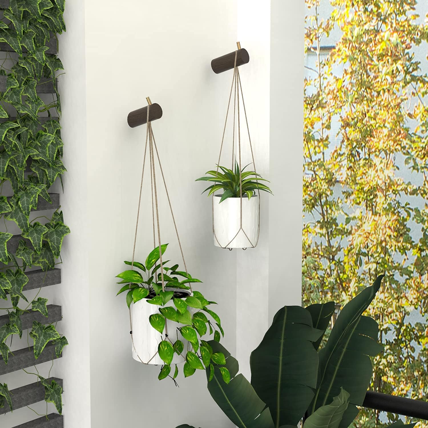 ETECHMART Wood Wall Hooks, 6PCS Modern Coat Hooks, 3 Inch Entryway Coat Rack Wall Mounted, Natural Wooden Towel Hooks with Solid Brass on The Top for Hanging Keys, Plants, Clothes, Black Walnut