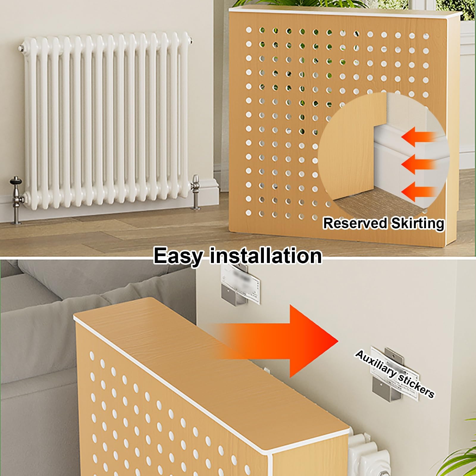 Eleganter, moderner Heizkörperverkleidungen, dekorativer Hitzeschild, Schrank und Regal für Wohnzimmer und Badezimmer, stilvolle Heizhauben 90 x 70 x 15 cm