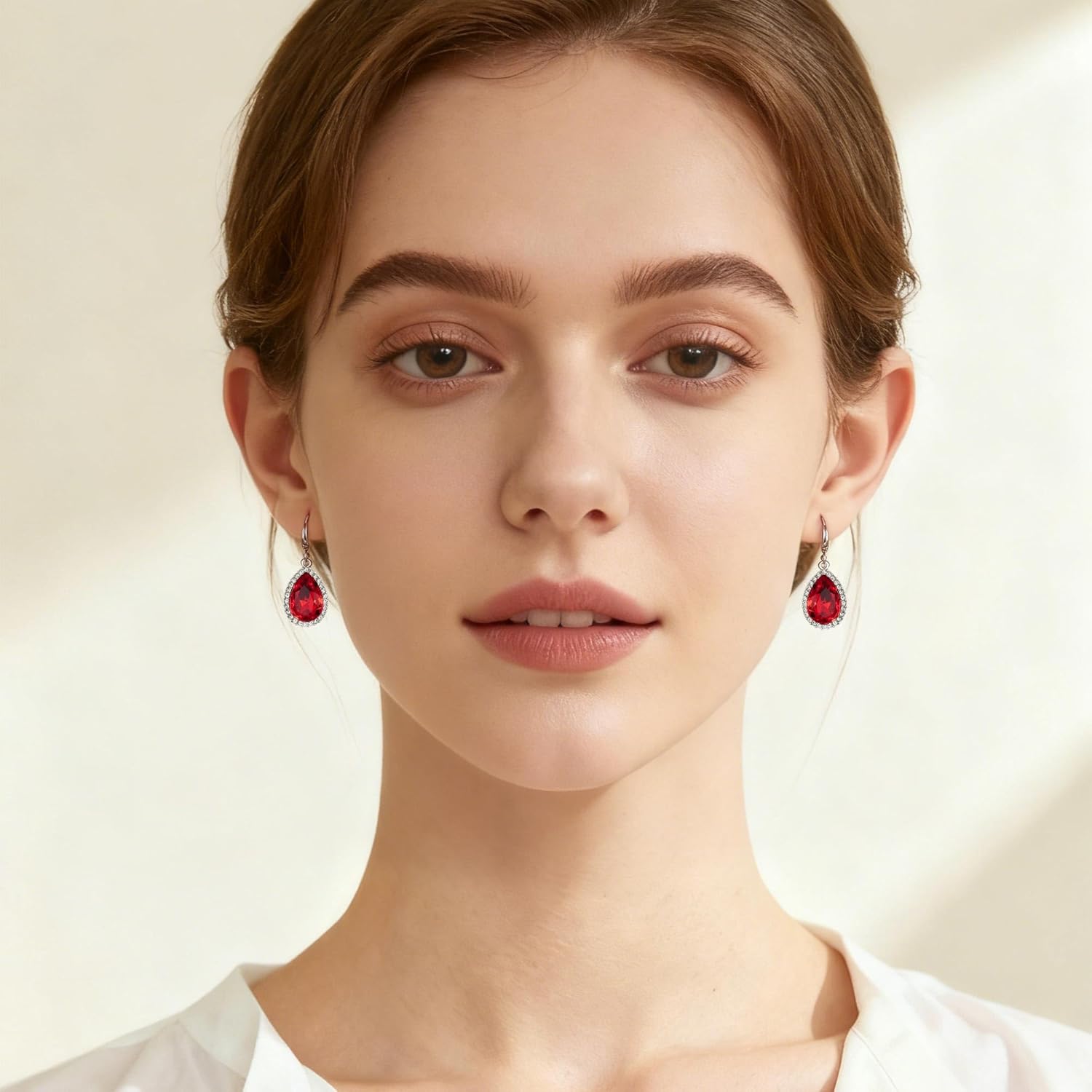 Austrian Crystal Teardrop Dangle Drop Earrings for Women Dangling 14K Gold Plated Hypoallergenic Jewelry - Image 7