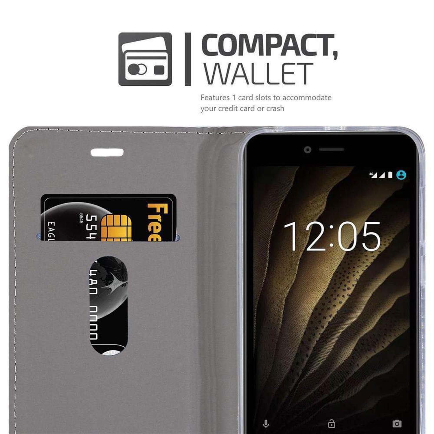 Cadorabo Custodia Libro Per Lenovo K6 / K6 Power – Grigio Chiaro/Marrone, Con Vani Carte, Chiusura Magnetica E Stand