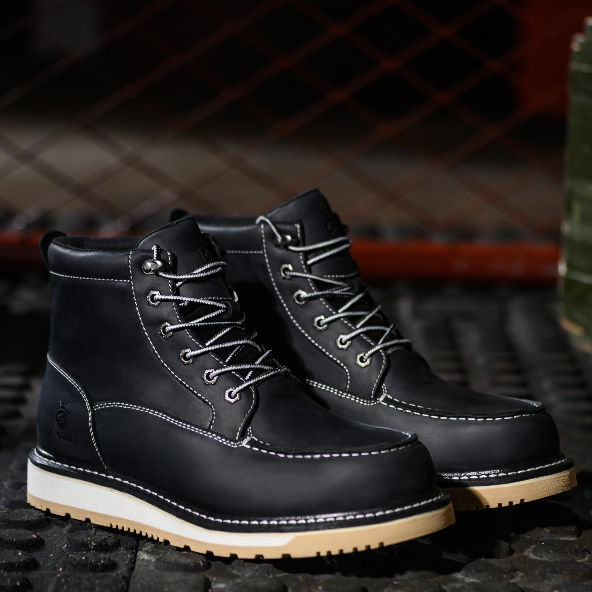 SL-Saint Stivali a mano con punta morbida e impermeabile Goodyear-welted 6'' Nero/Marrone