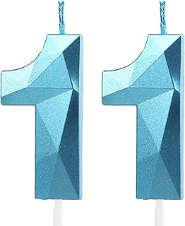 Number 11 Candles,11th Birthday Candles, Blue Happy Birthday Candle for Cake,3D Design Cake Topper Decorations for Boy Girl Women Man Birthday Party Wedding Anniversary Celebration Supplies (Blue, 11)