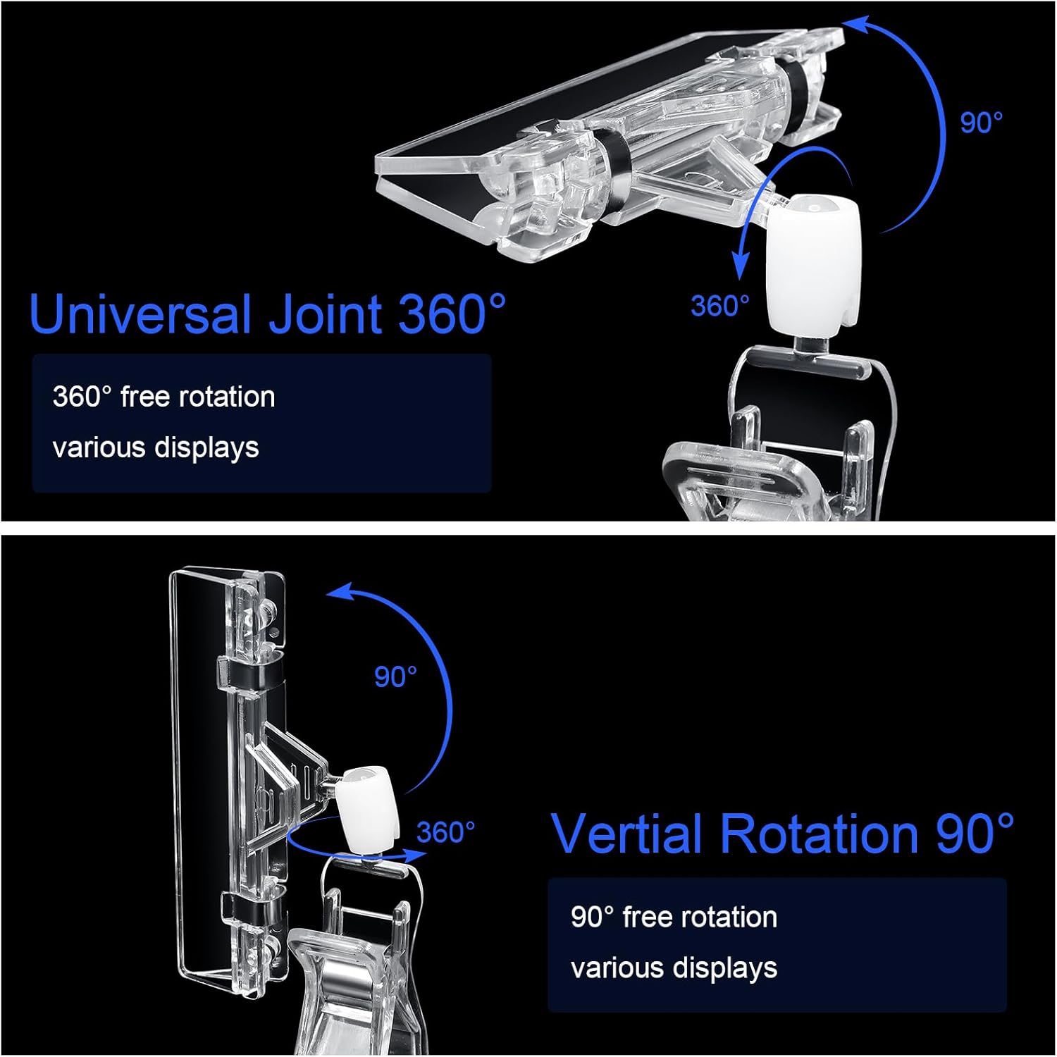 Honeydak 100 Pcs Clear Sign Holder Clips Bulk for Retail Display, Plastic Shelf Price Sign Clamps, Double Sided Clips Label Tag, Clear Retail Merchandising Display Tags for Rack, Baskets - Image 3