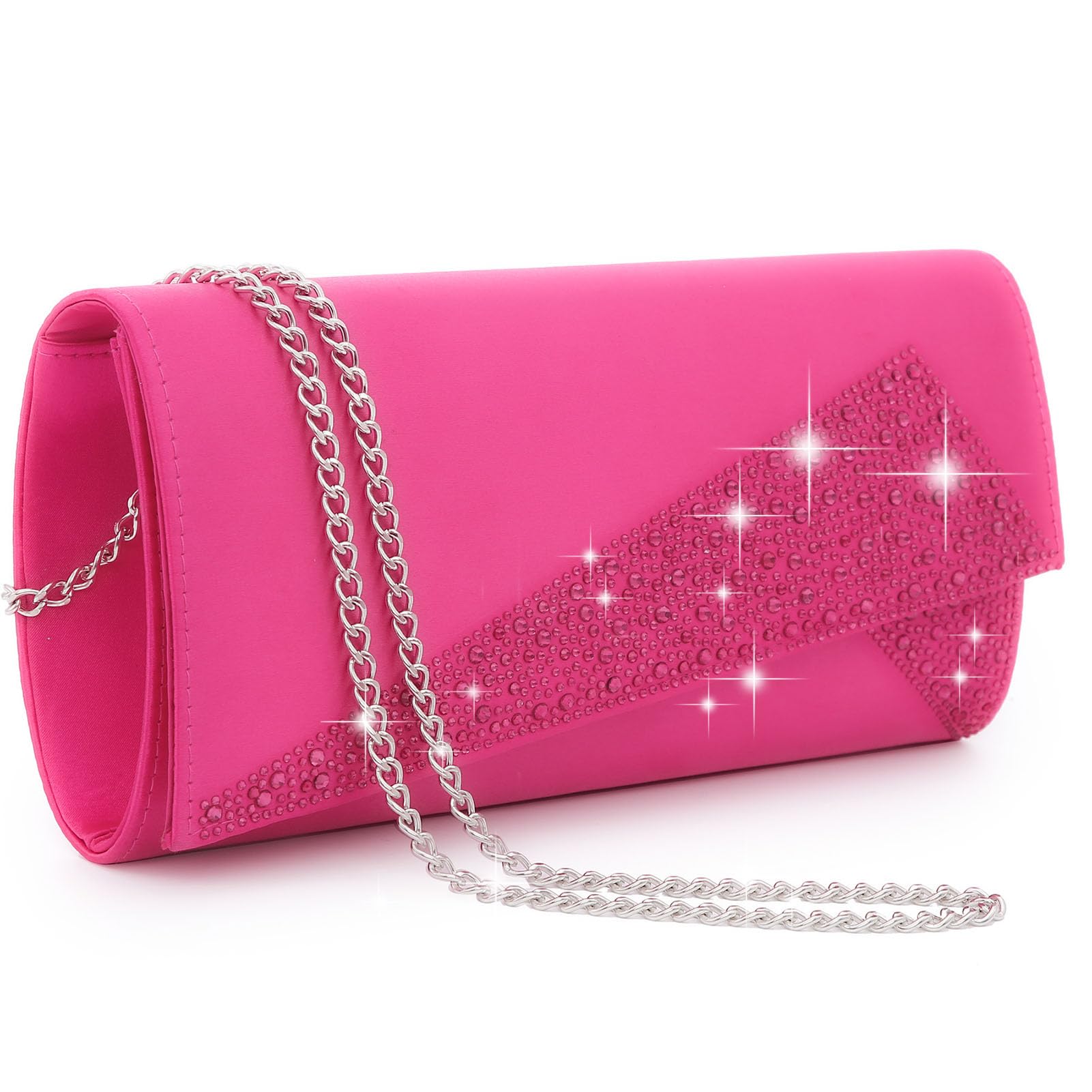 DaseinWomen's Satin Rhinestone Clutch Evening Bags Sparkle Glitter Shiny Purse Handbag for Party Wedding Cocktail Prom